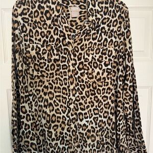 Chico's Black and Tan Leopard Button Down Shirt